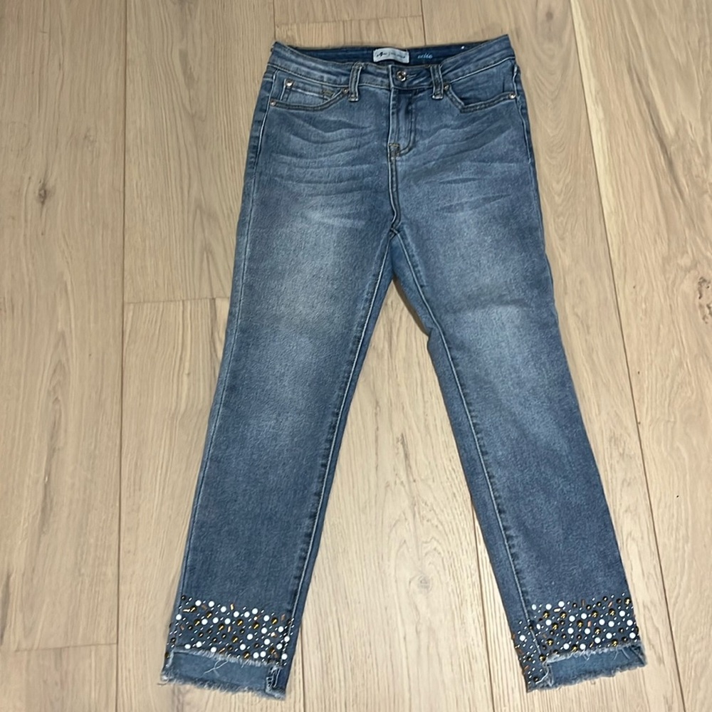 Kids teens Girls  7 for All Mankind jeans Luxe Vintage beaded at hem size 14